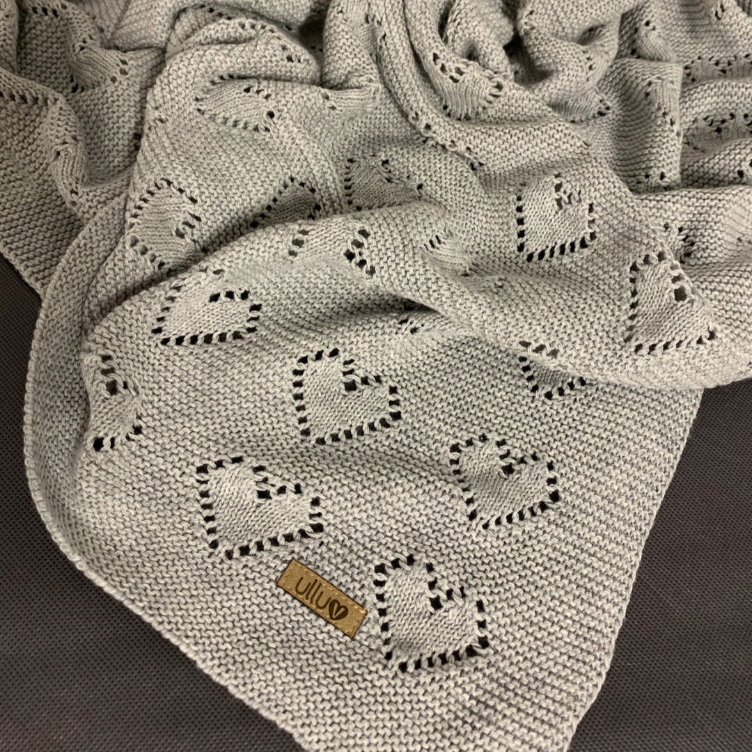 Dove Grey Knitted Baby Blanket