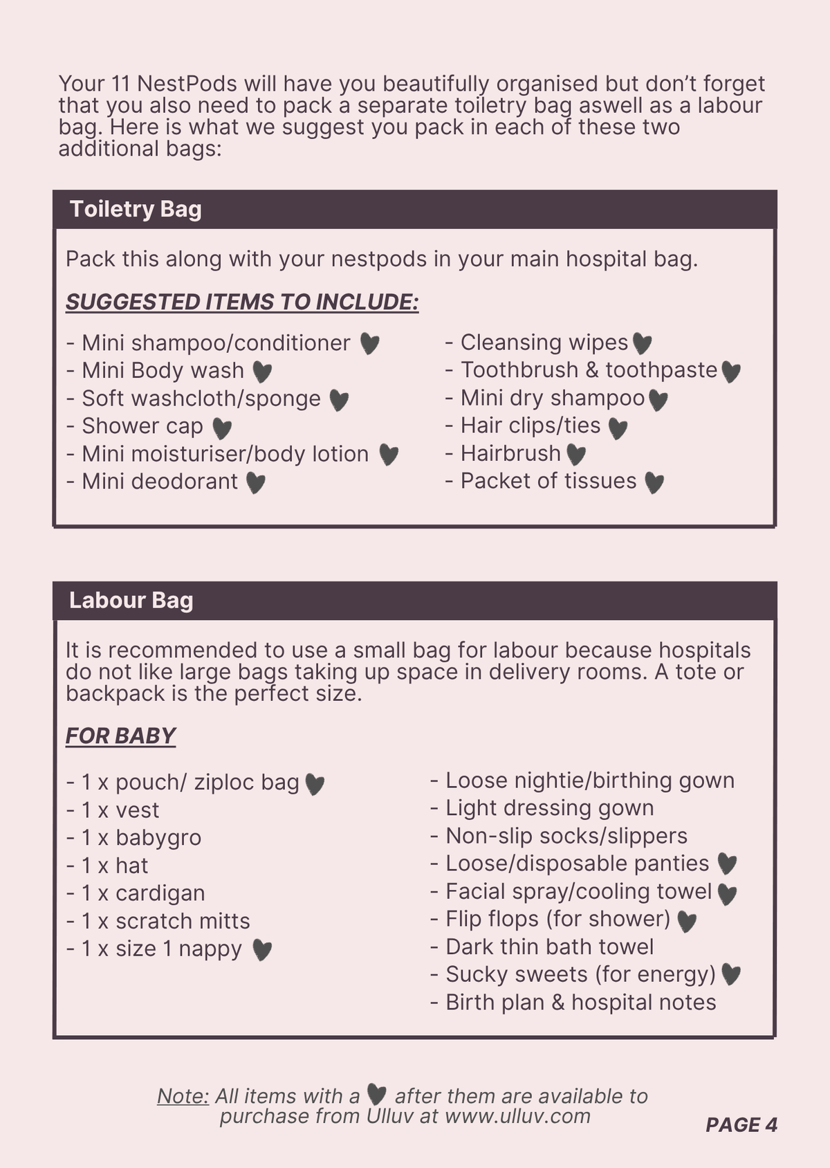 Ulluv NestPods - Classic Hospital Bag Packing Pods