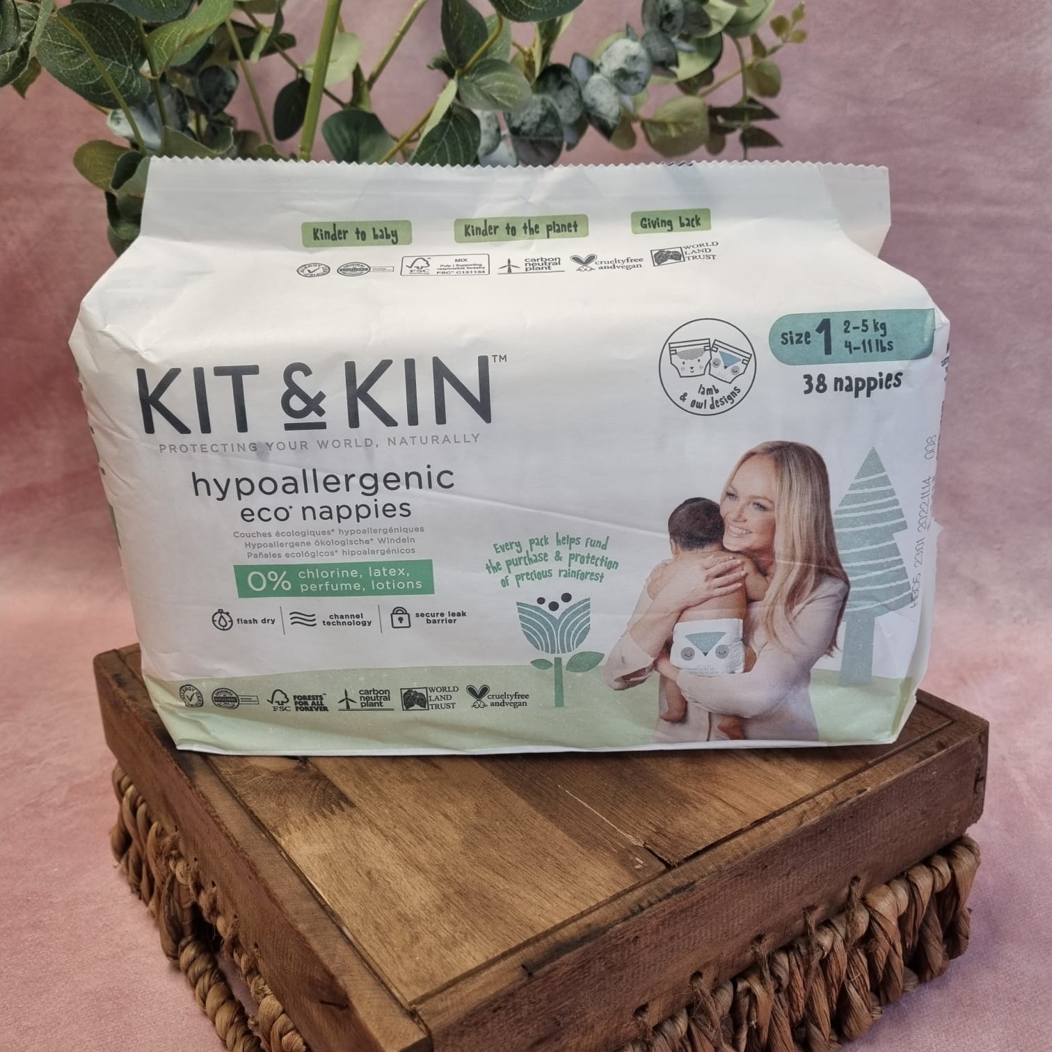 Kit & Kin Eco Disposable Size 1 Nappies (40 pack)