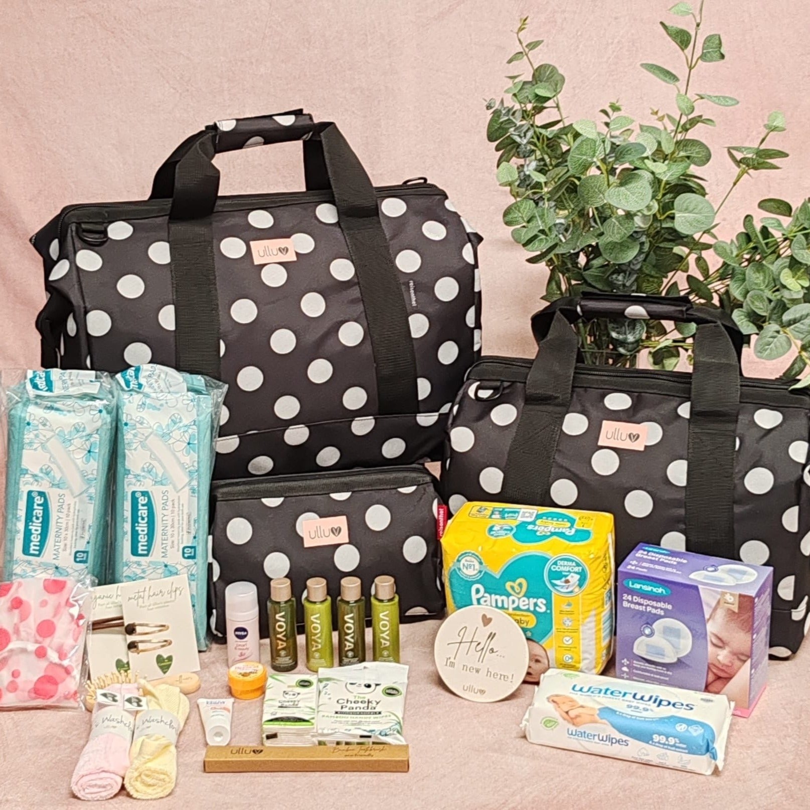 Classic Retro Dots Pre-Packed Maternity Hospital Bags