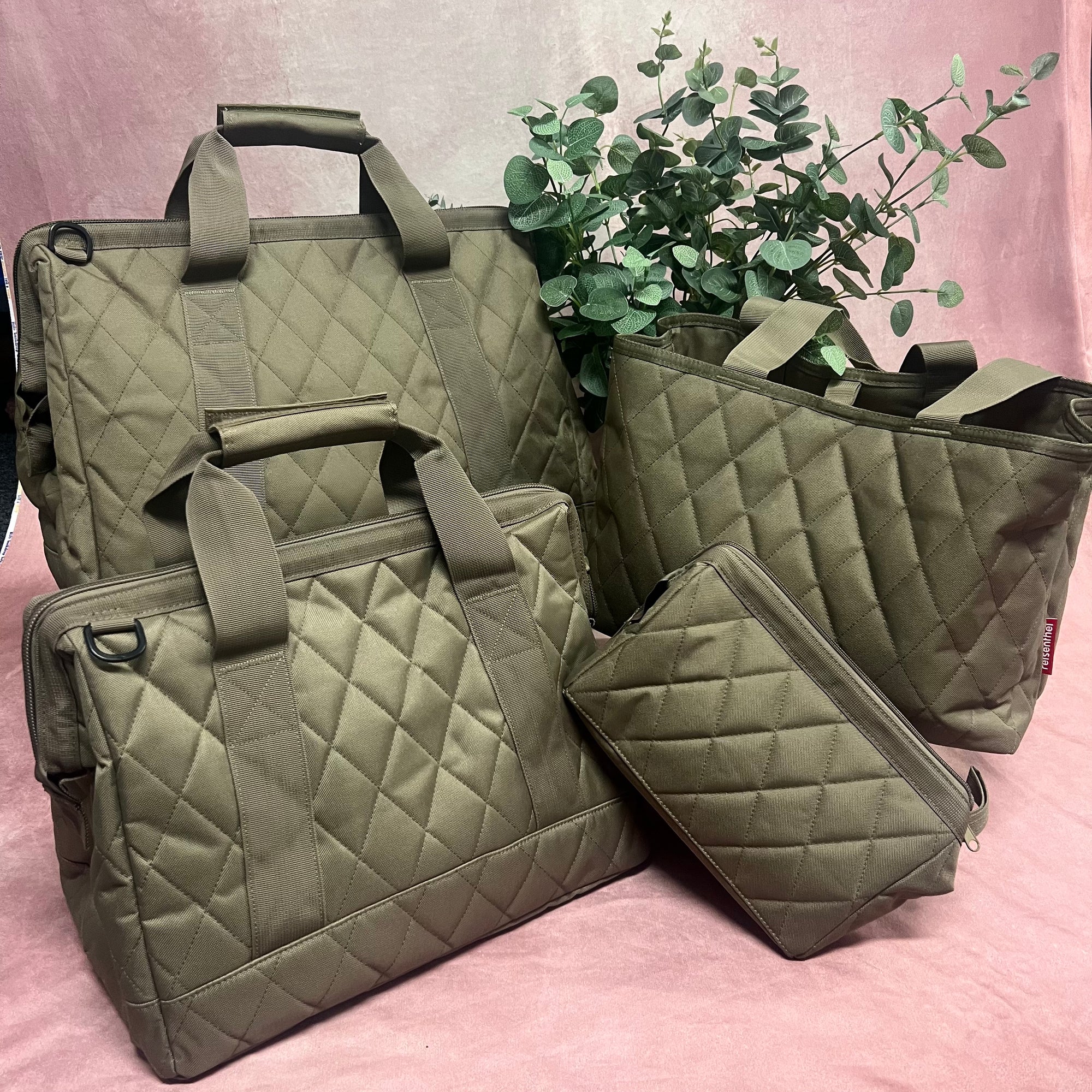 Classic Olive Quilted Bag Sets