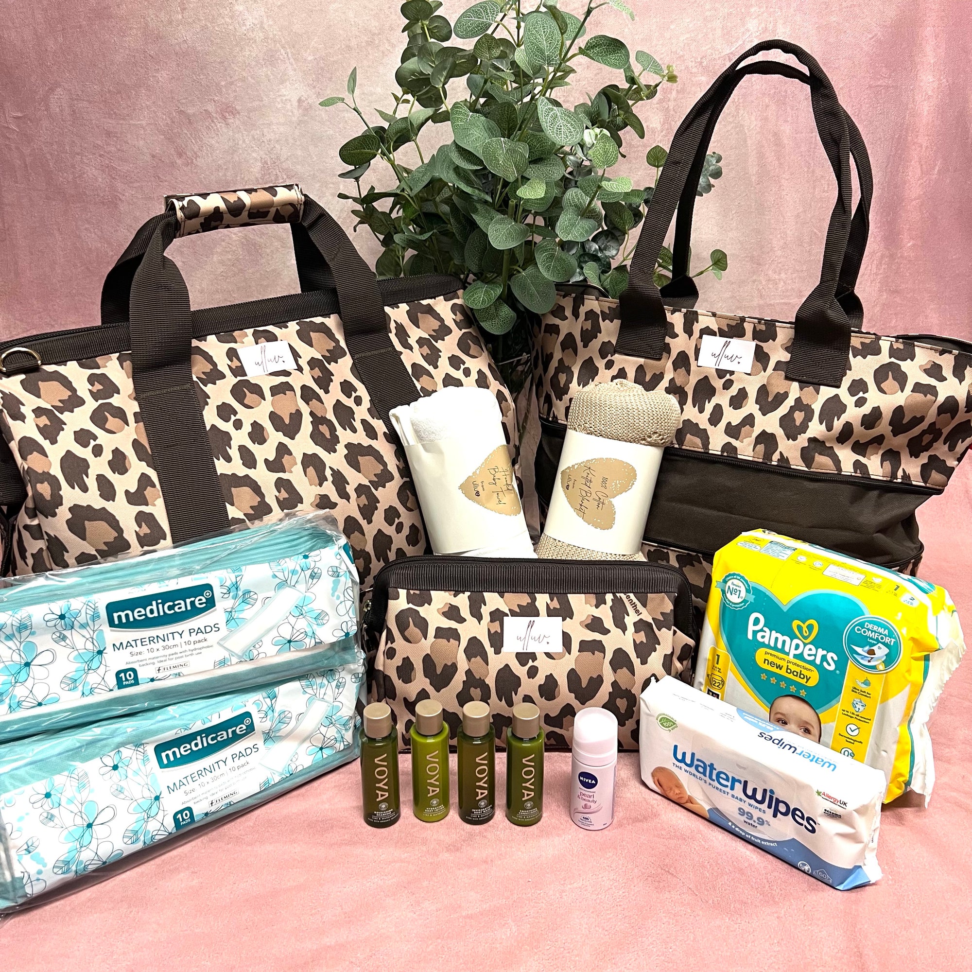 Pre-Packed Maternity Hospital Bags - Classic Brown Leopard