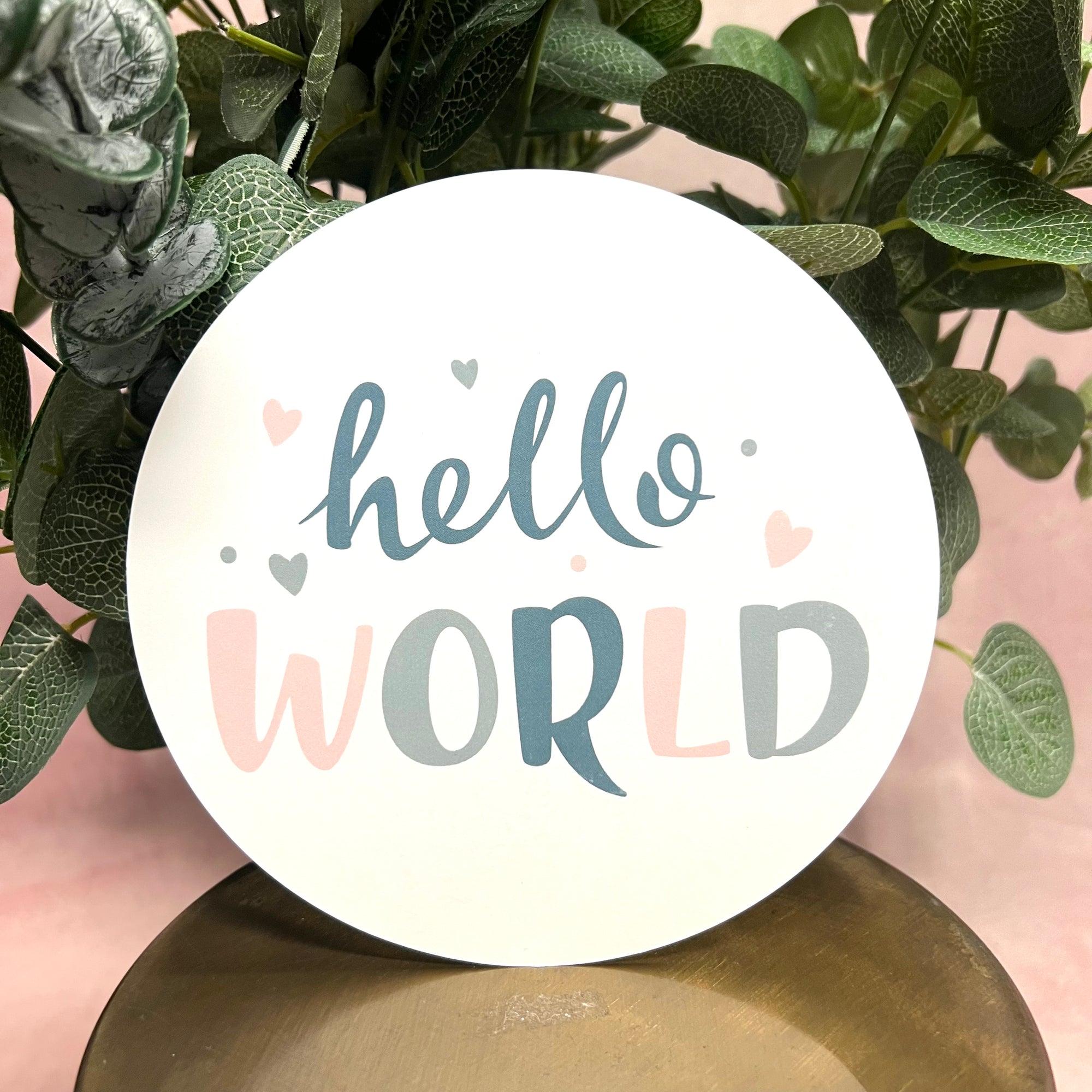 hello world birth announcement cardboard disc