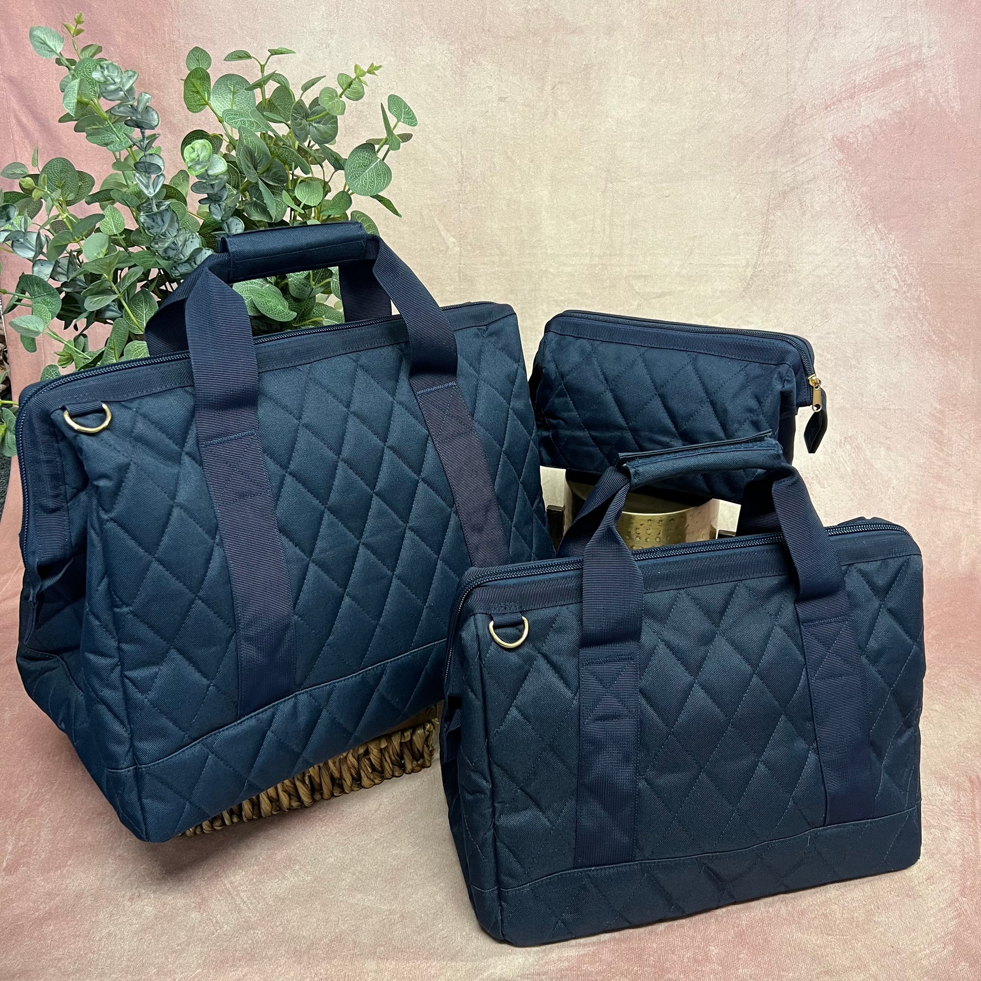 Classic Navy Quilted Bag Sets