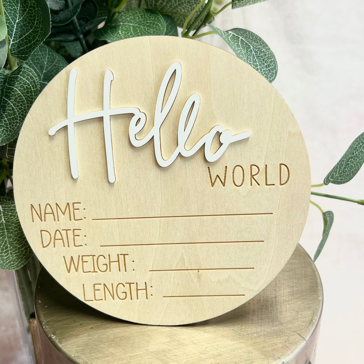 &quot;Hello World&quot; Wooden Disc ☘️