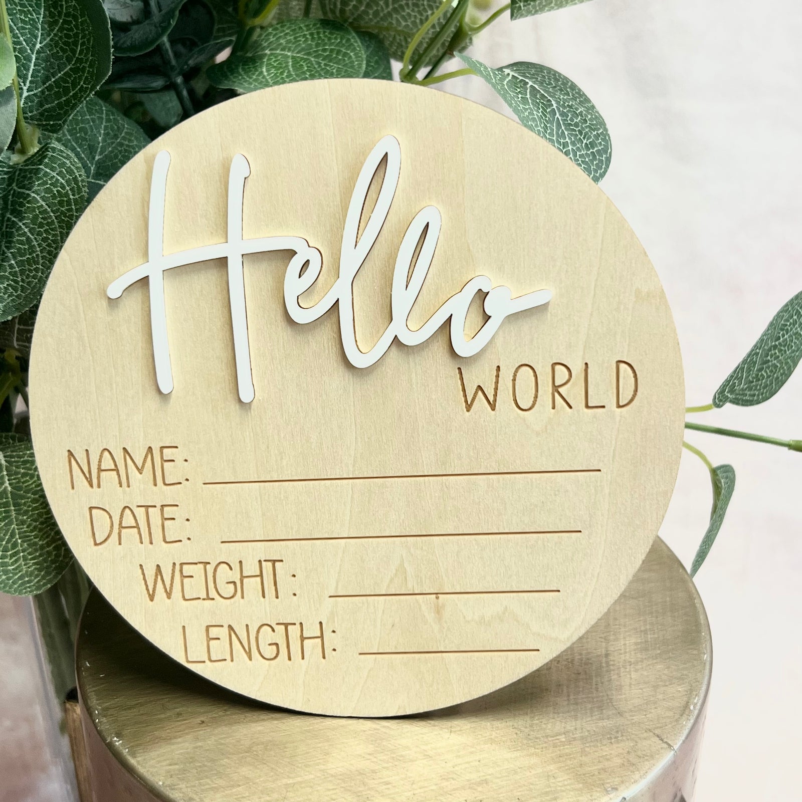 "Hello World" Wooden Disc ☘️