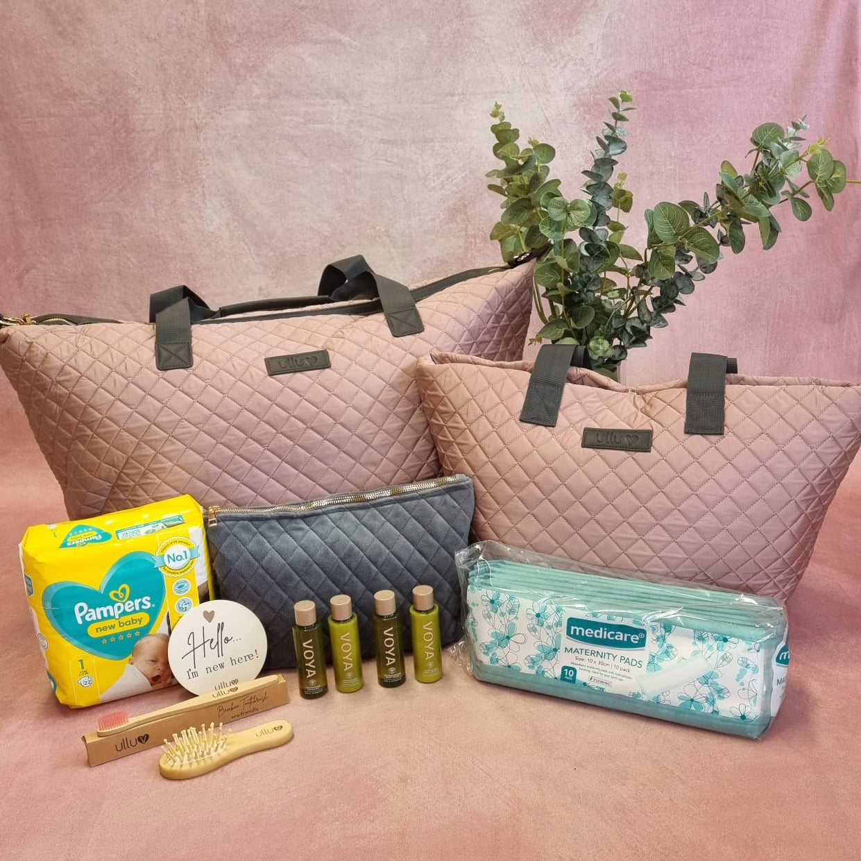 Signature Dusky Pink PrePacked Maternity Hospital Bags Ulluv Ltd