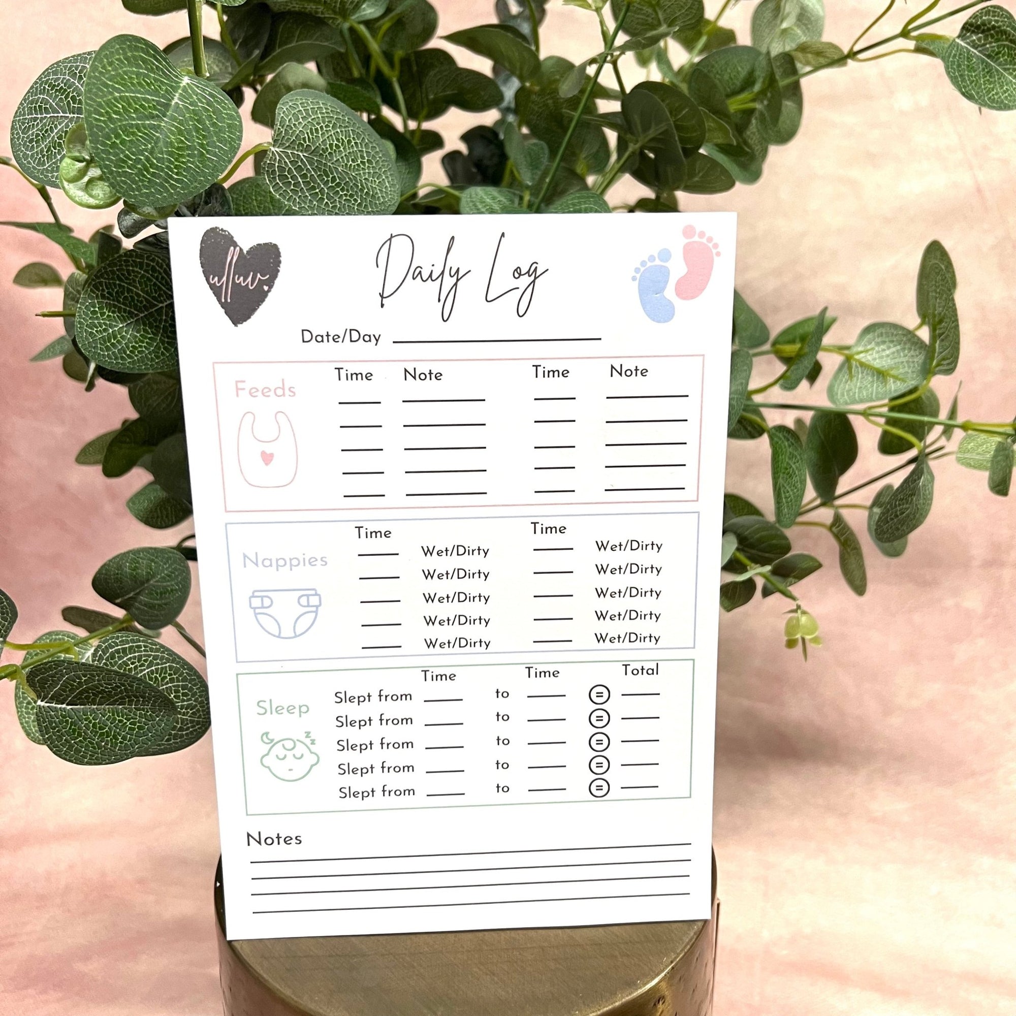 Baby Log Notepad ☘️