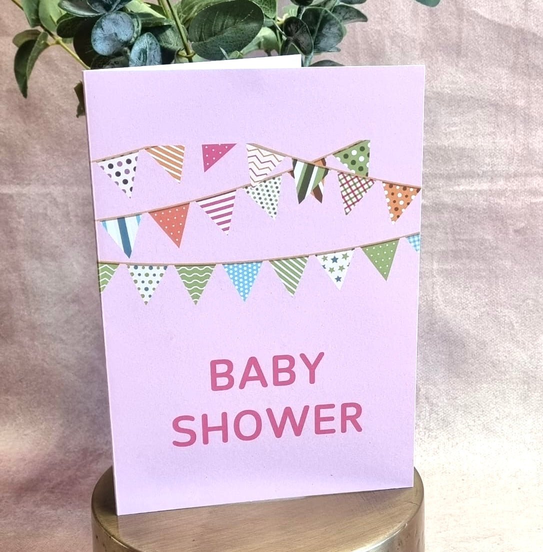 Baby Shower Greeting Card (Bunting) ☘️