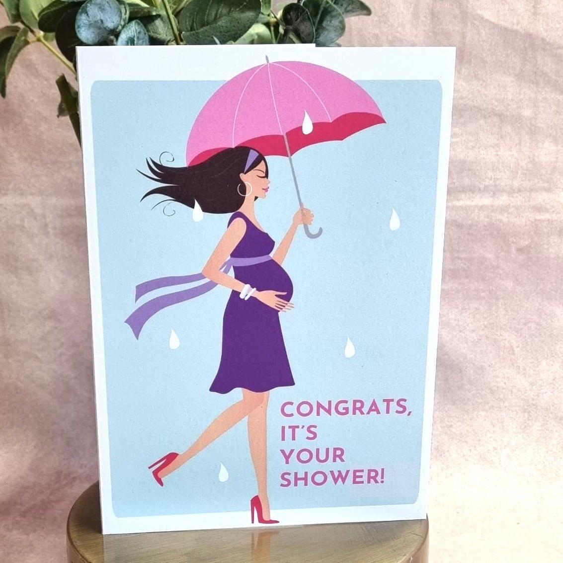 Baby Shower Greeting Card (Umbrella) ☘️