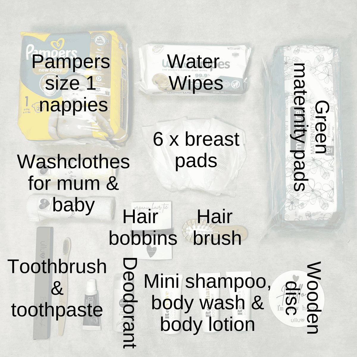 Bronze Hospital Bag Contents Pack