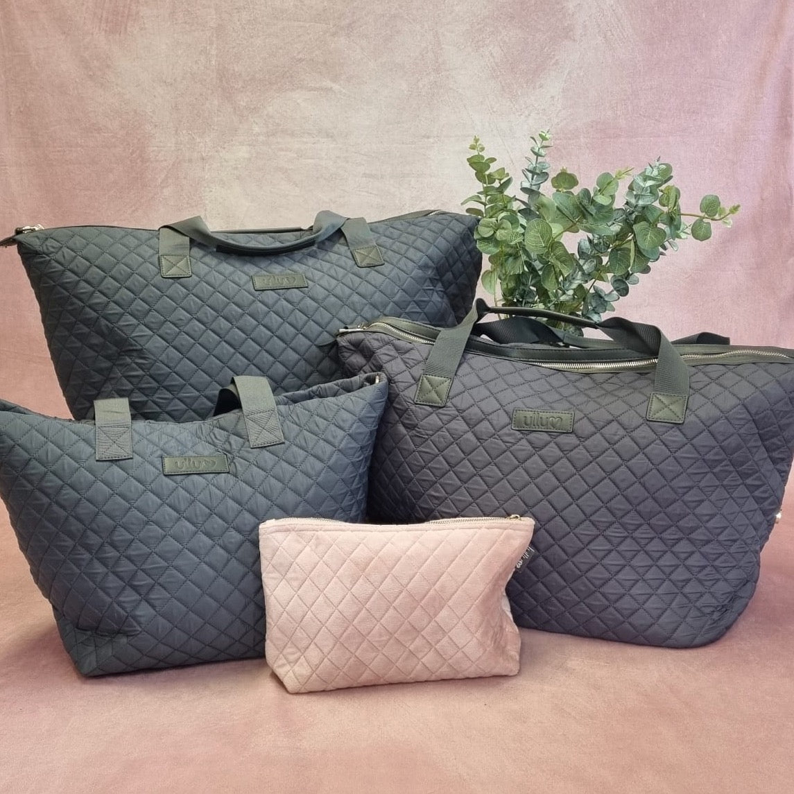 Signature Quilted Dark Grey Bag Sets Ulluv Ltd