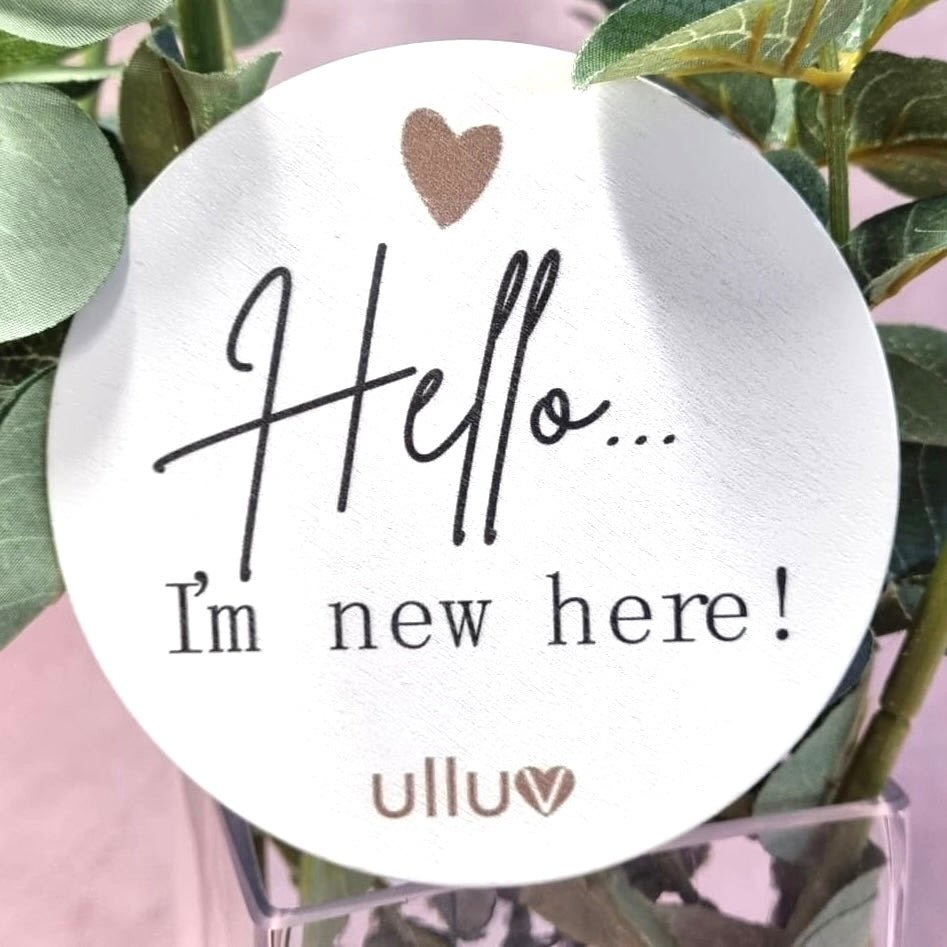 &quot;Hello I&#39;m New Here&quot; Wooden Disc ☘️
