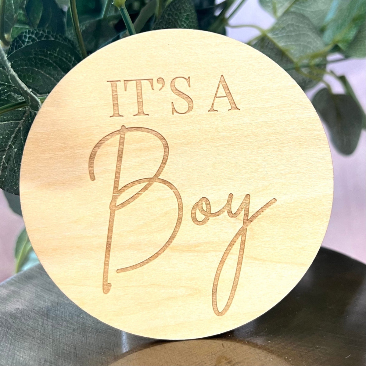 &quot;It&#39;s Boy/ It&#39;s a Girl&quot; Double Sided Wooden Disc ☘️