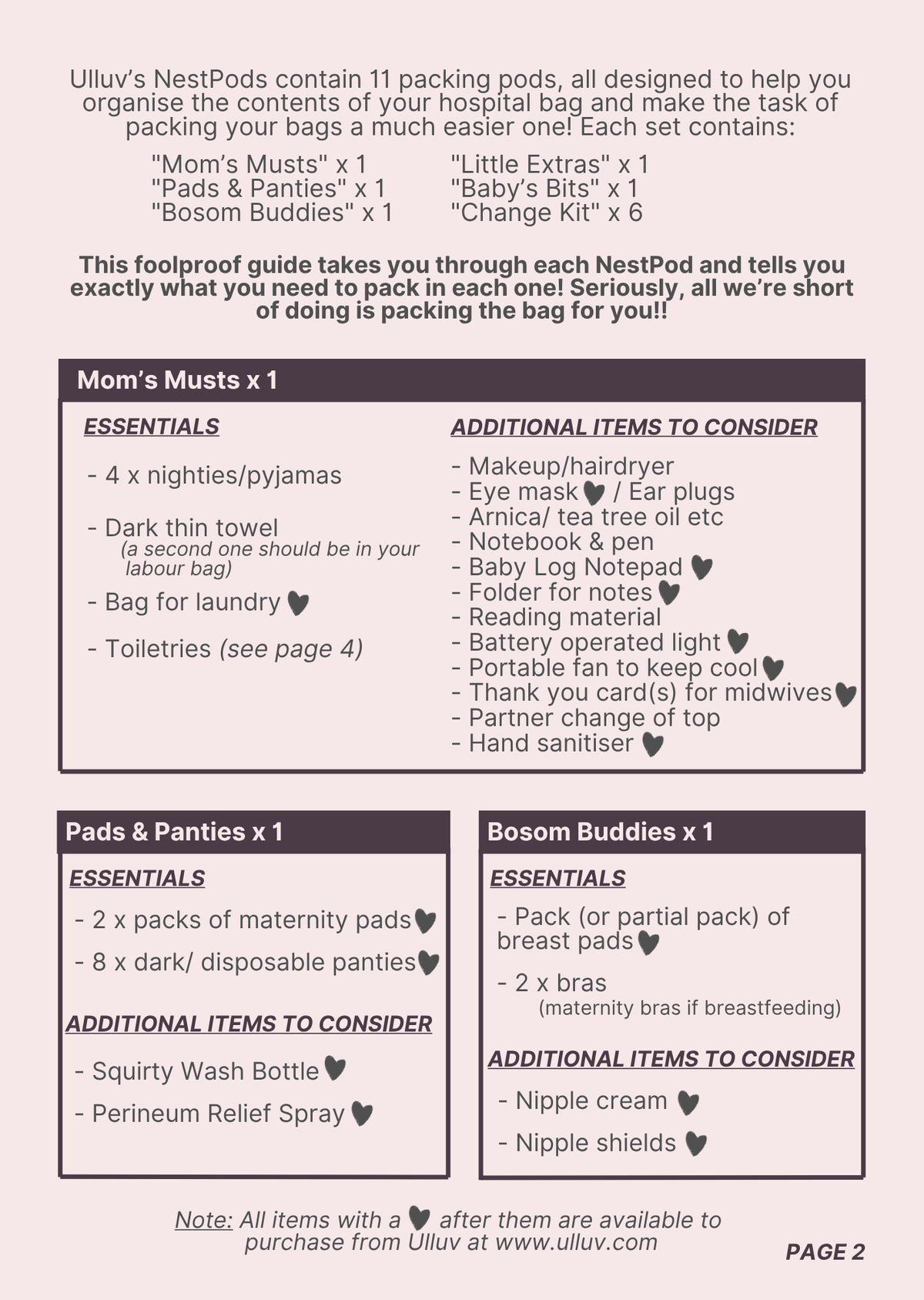 Ulluv NestPods - Premium Hospital Bag Packing Pods  ☘️