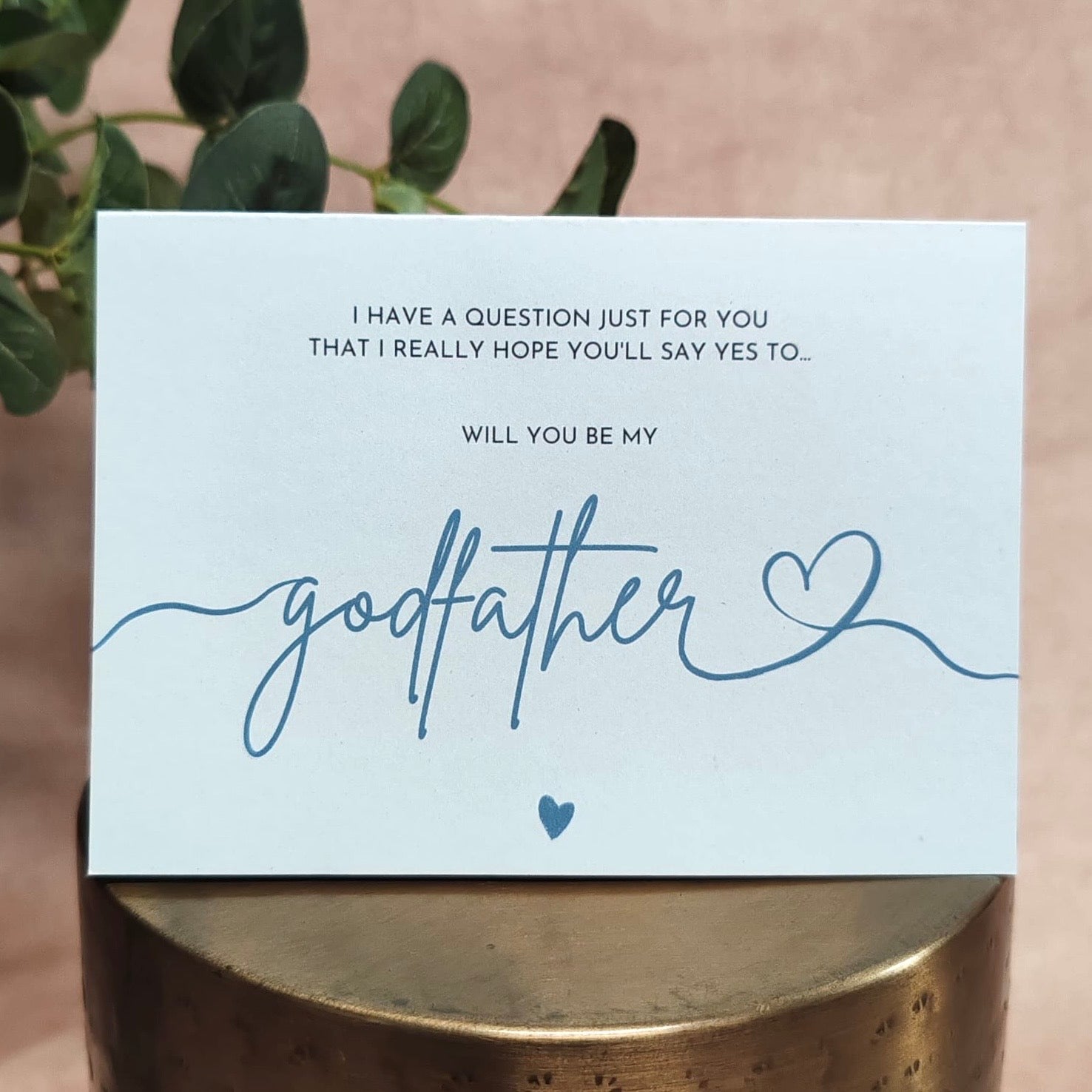 "Will You Be My Godfather?" Greeting Card (blue) ☘️