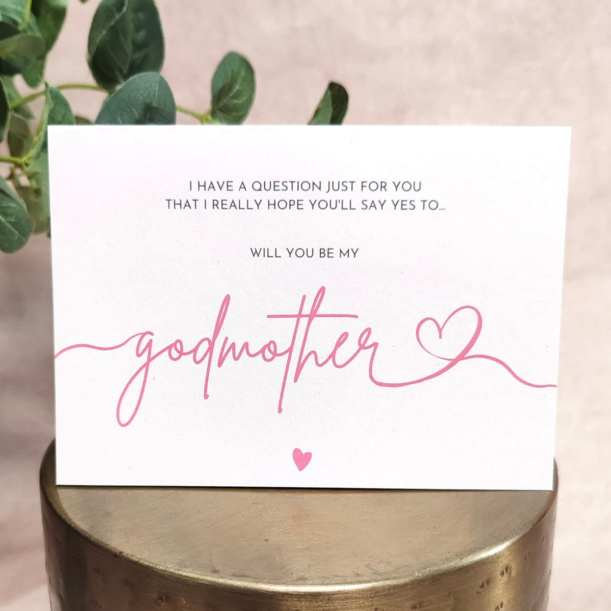 &quot;Will You Be My Godmother?&quot; Greeting Card (pink) ☘️